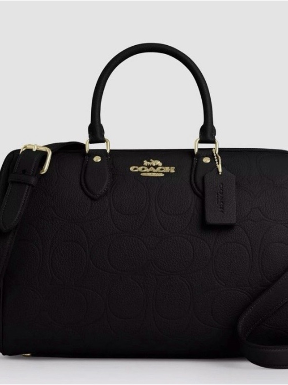 Coach Rowan Large Satchel Bag In Signature Leather CEW02 BLACK Gold NWT - Picture 7 of 7